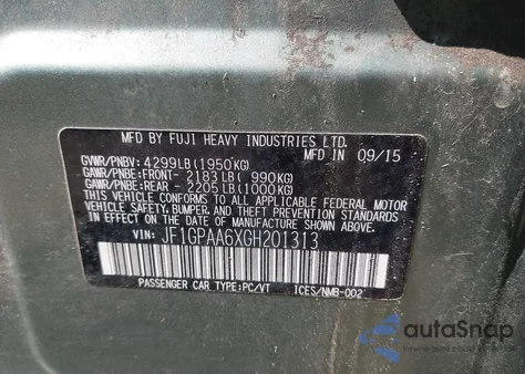 2016 Subaru Impreza 2.0I из США, поврежденный, VIN JF1GPAA6XGH201313